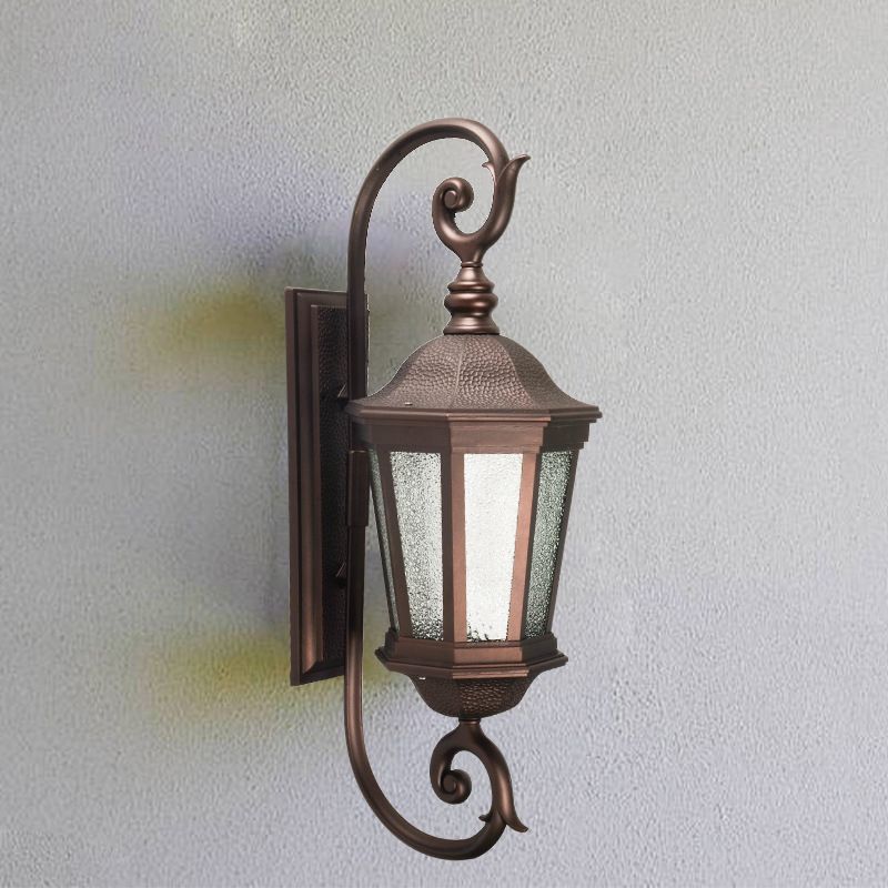 Metal Brown Wall Mount Light Aniseed Tiger Stripe 1 Light Country Wall Lamp Sconce with Water Glass Shade
