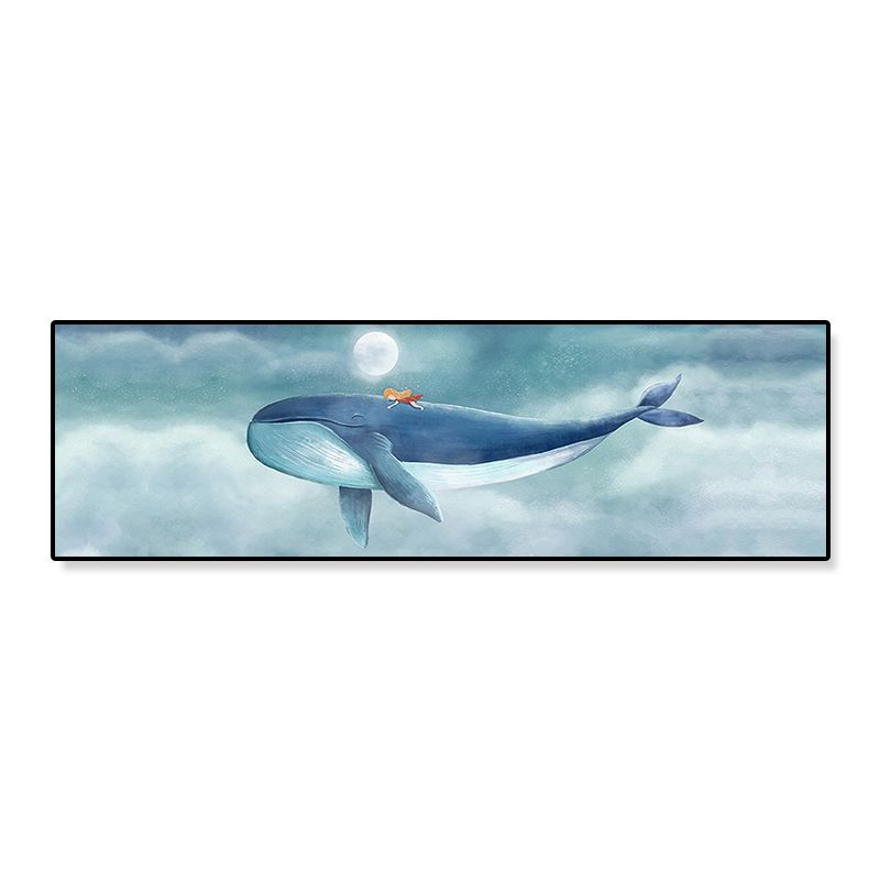 Toile illustrée de baleine et de lune, couleur douce, décoration murale de Style enfants pour salon