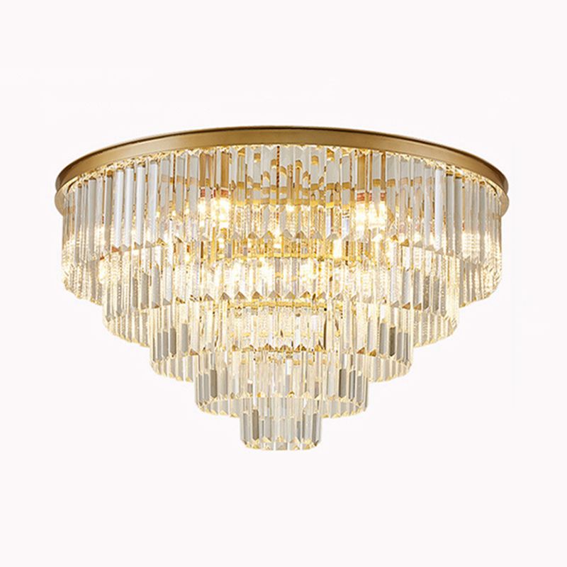 Conical Metal LED Ceiling Light in Modern Luxury Style Crystal Flush Mount for Dining Room