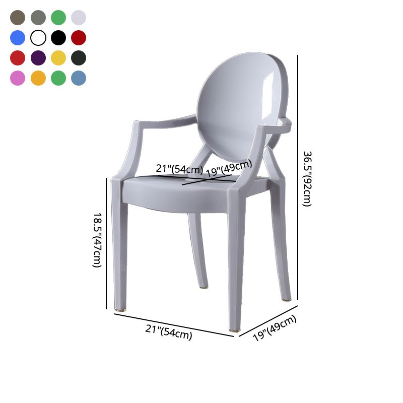 Silla lateral de comedor de plástico de estilo nórdico, sillas laterales con brazo para cocina