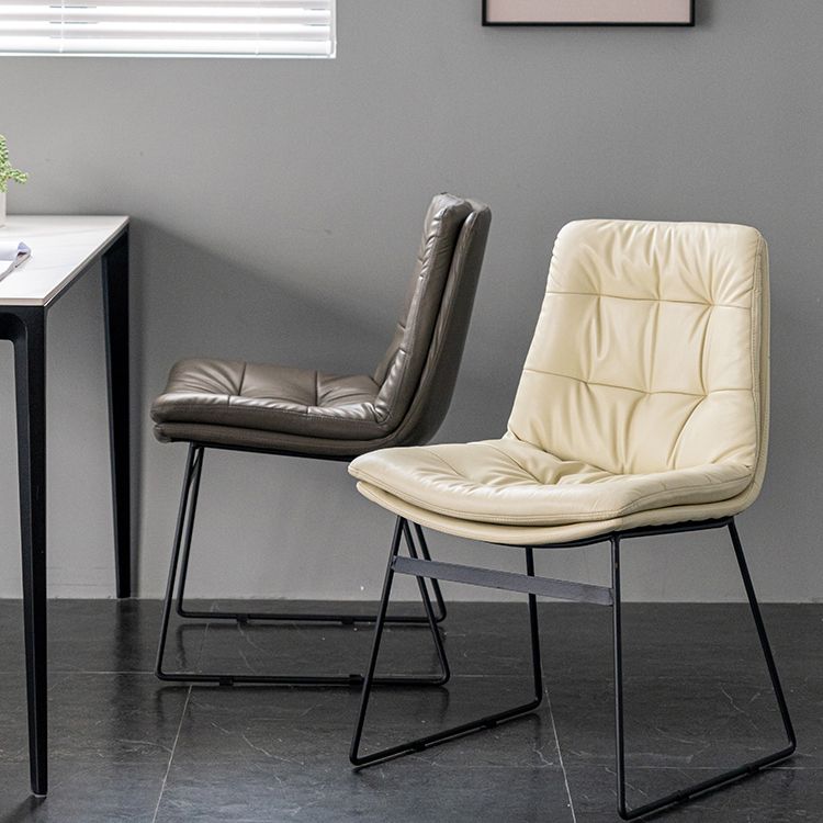 Chaises de salle à manger nordiques rembourrées sans accoudoirs, pieds en métal, dossier solide, pour usage domestique