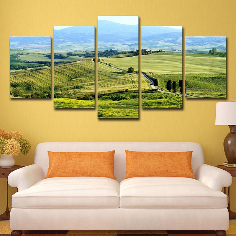 Farmhouse Tuscany Town Landscape Art Print Green Multi-Piece Wall Decor for Living Room