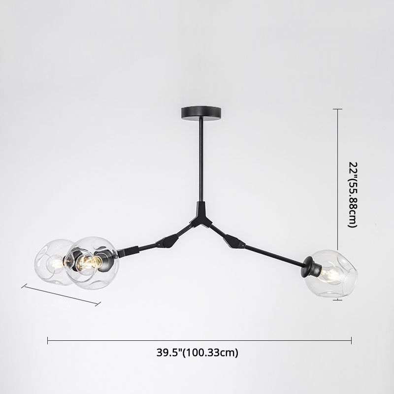 Apparecchi di illuminazione del lampadario ramificati Luce di sospensione in vetro moderno per soggiorno