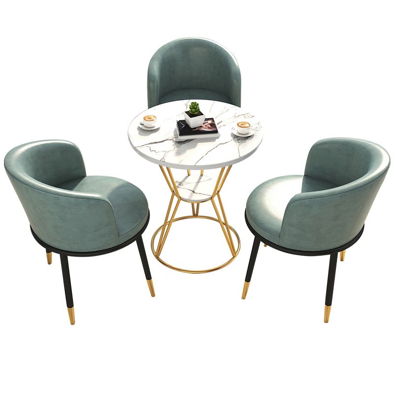 White Stone Top Dining Table Set 1/2/4 Pieces Modern Dinette Set