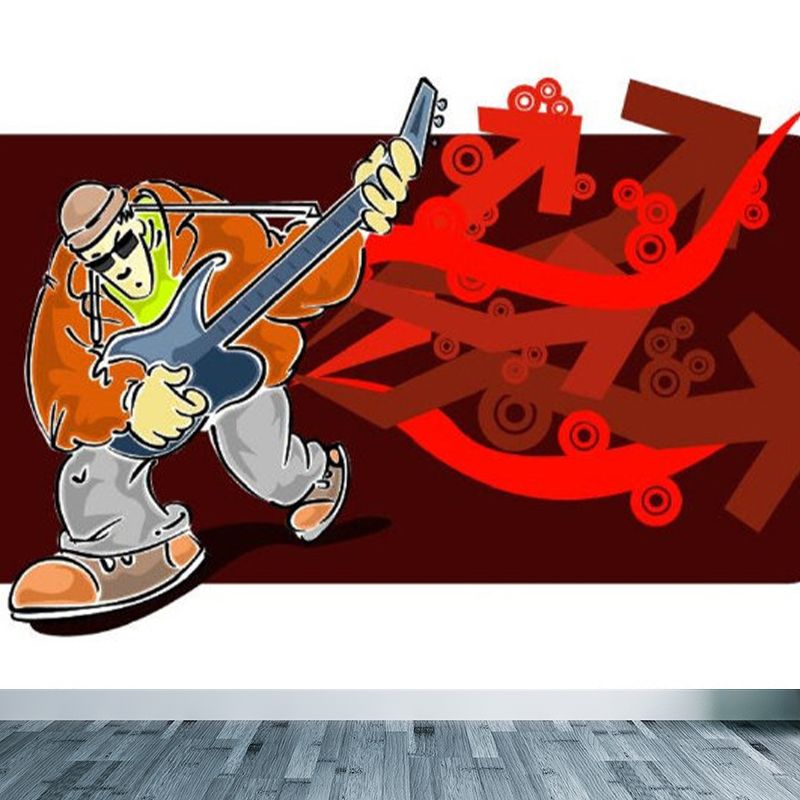 Abstract Graffiti Pattern Wall Mural Contemporary Non-Woven Textured Wall Art in Soft Color