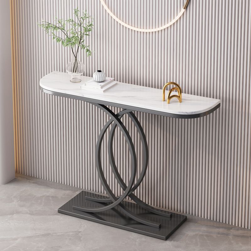 Glam Half Moon Console Table Iron Console Sofa Table for Hall