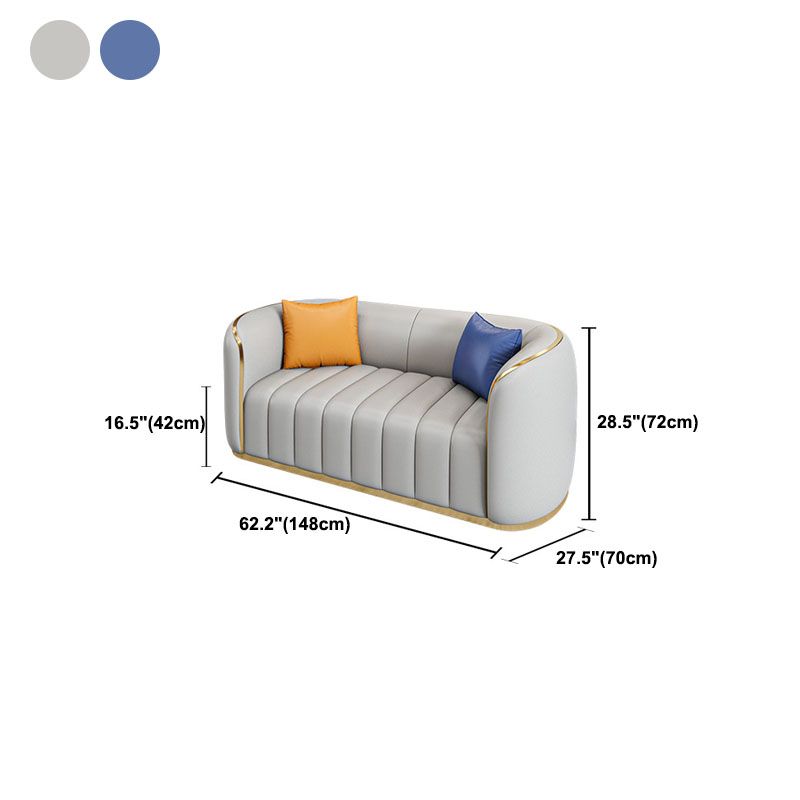 Faux Leather Sofa Tuxedo Arm Sofa with  Tight Back  for Apartment