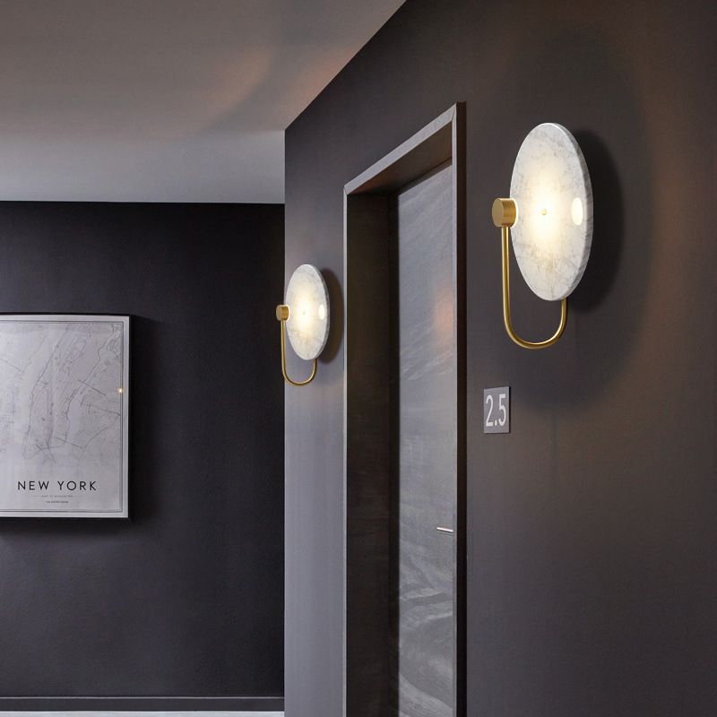 Lampada con applique rotonda lampada moderna a parete a 1 luci con tonalità in pietra