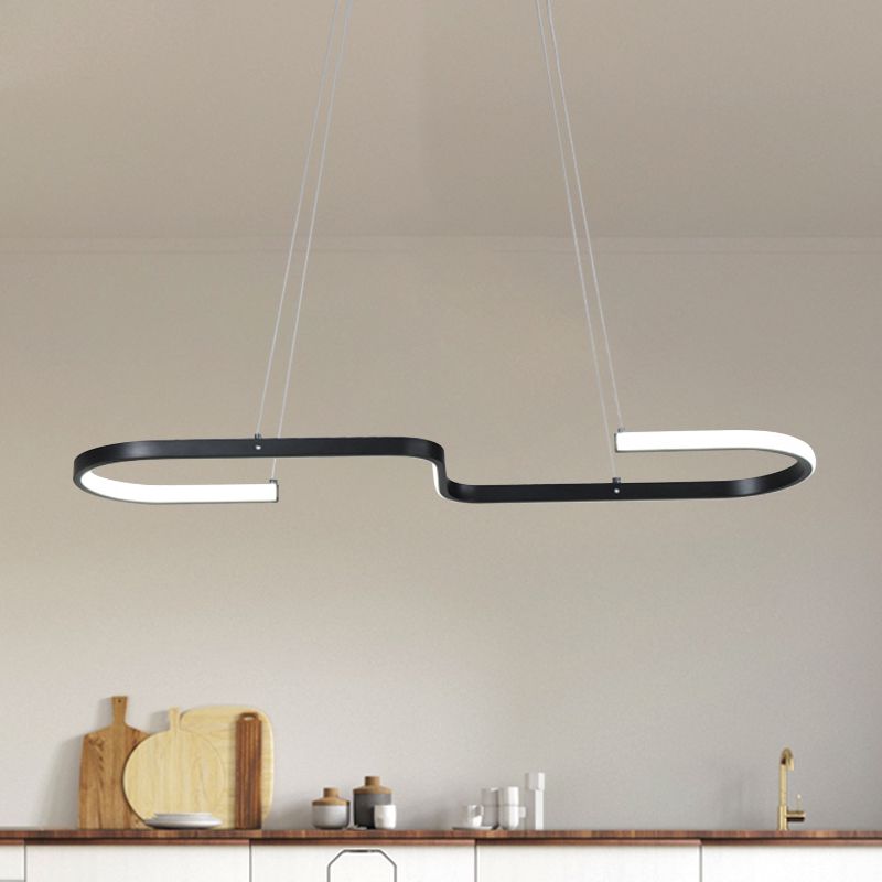 Modernisme en forme de lustre en forme de la lampe à manger métallique LED Pendante LED PENDANT en noir / or, lumière chaude / blanche