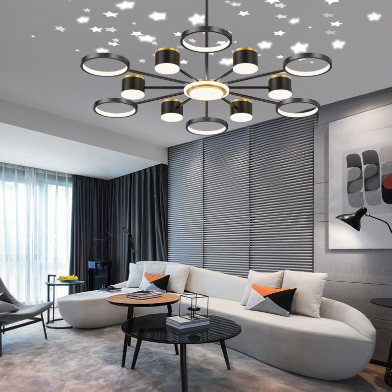 Black Iron Hanging Pendant Lights Contemporary Hanging Lamps for Living Room