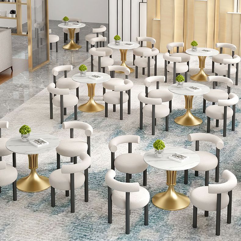 Round Luxury Style Dining Table Fixed Table with Sintered Stone