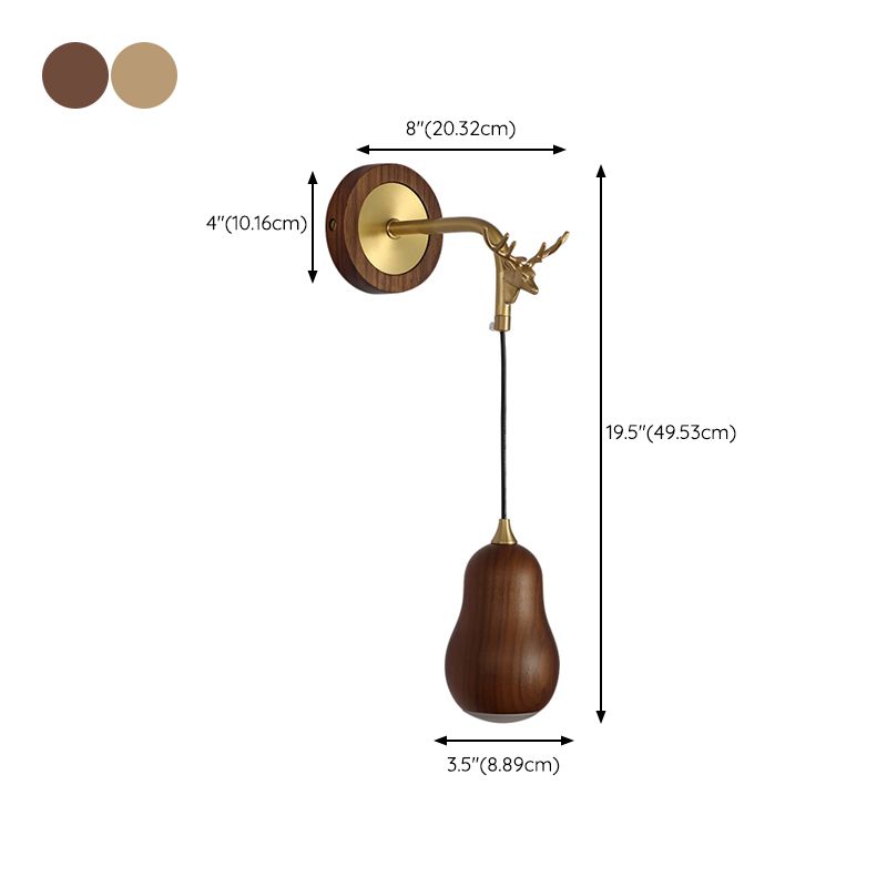 Modernism Wooden Wall Mounted Sconce 1-Light Wall Light for Foyer