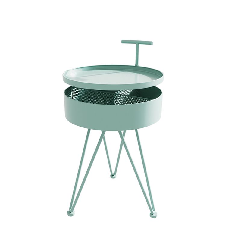Contemporary Iron Simple Sofa Side Accent Table Macaron 3 Legs End Table with Storage
