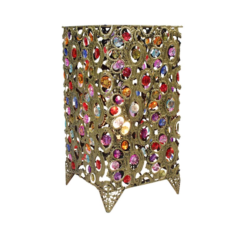 Metal Brass/Bronze Table Lamp Rectangular 1 Head Art Deco Nightstand Lighting for Living Room