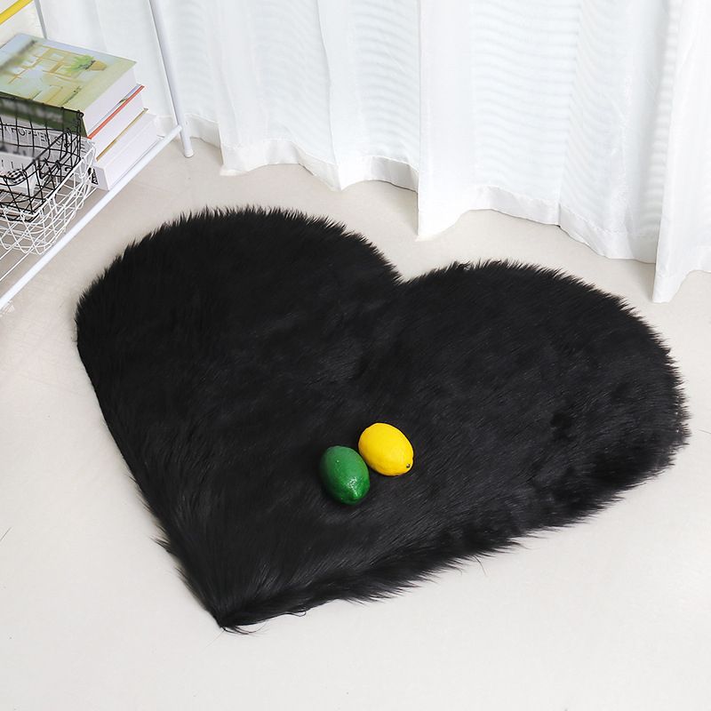 Multicolor Modernist Rug Faux Fleece Plain Love-Shaped Rug Washable Stain Resistant Pet-Friendly Carpet for Living Room