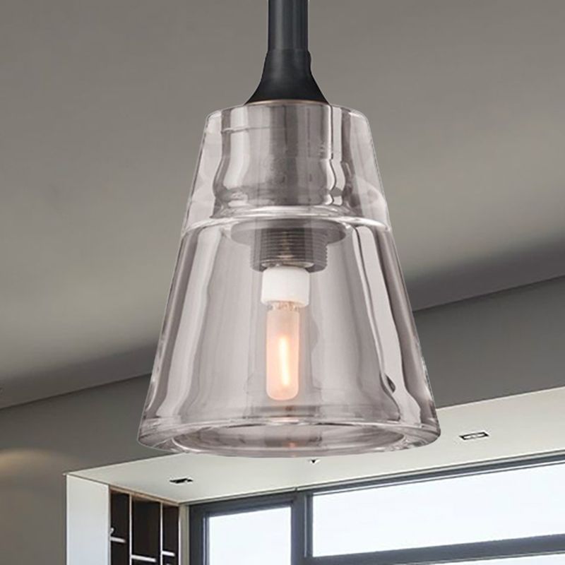 Lámpara colgante de cono negro/de latón/cromo post modernista LED doble vidrio de humo luminoso lámpara de techo