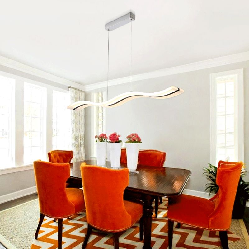 Acrylic White LED Island Light in Modern Concise Style Stainless-Steel Pendant Light for Dining Room