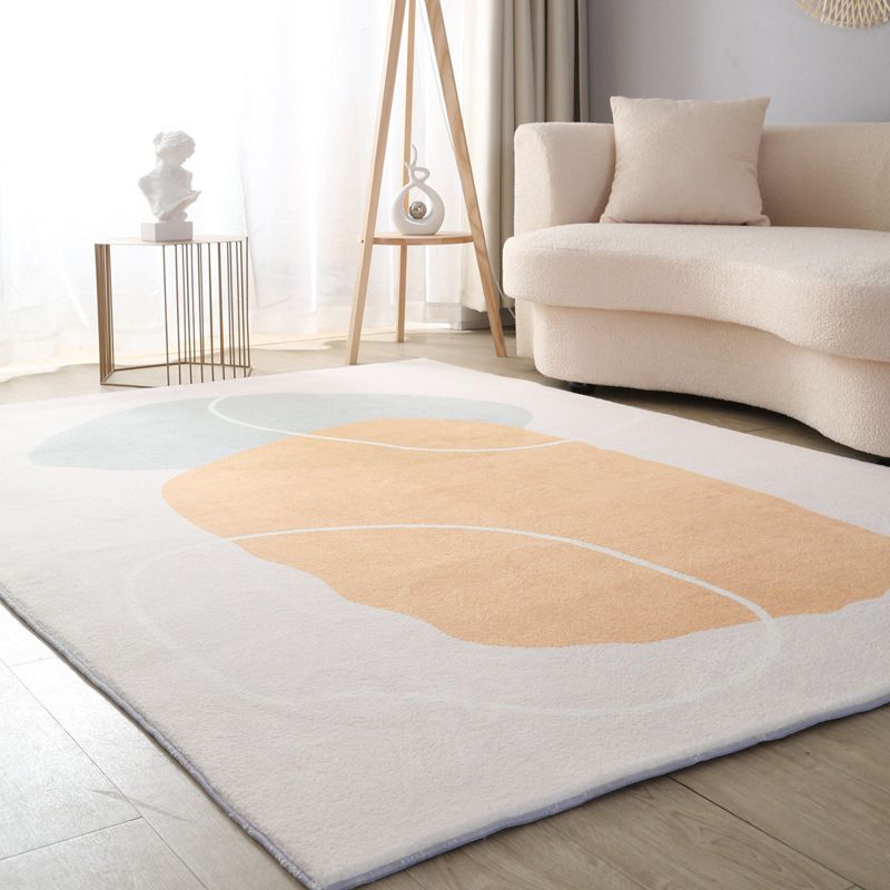 Nordic Color Lump Rug Polyester White Area Rug Stain Resistant Rug for Living Room