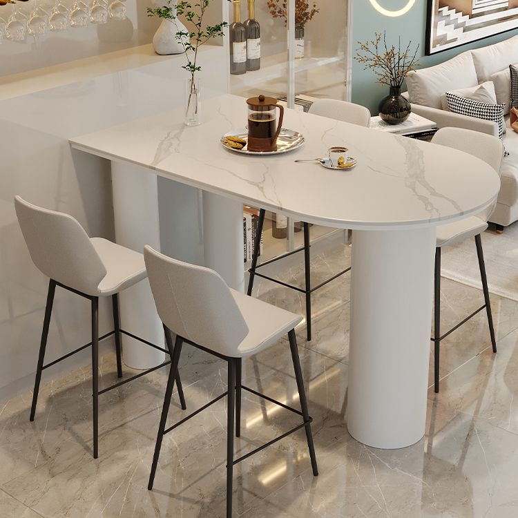 Modern Stone and Iron Counter Height Table Free Form Bar Table with 3 Legs