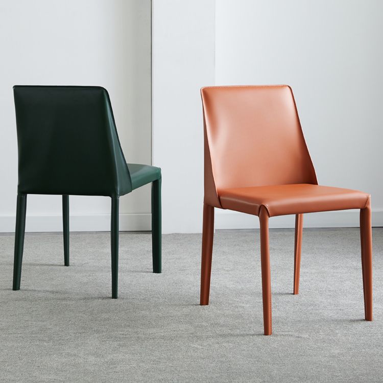 Faux Leather Contemporary Dining Room Chairs Matte Finish Solid Back Dining Arm Chairs