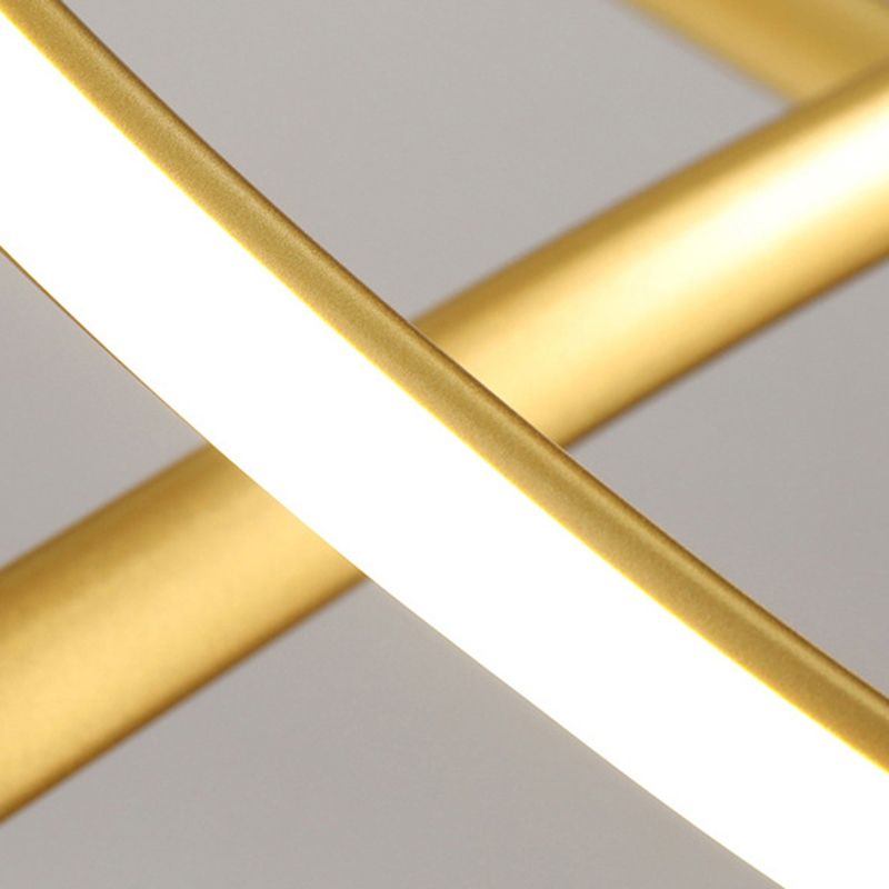 Adjustable Hanging Cord Chandelier Light Modern Simplicity Symmetrical Curves Metal Ceiling Pendant for Restaurant