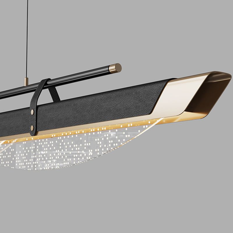 Leather LED Island Light Fixture Ultra-Modern Hanging Light for Dining Room