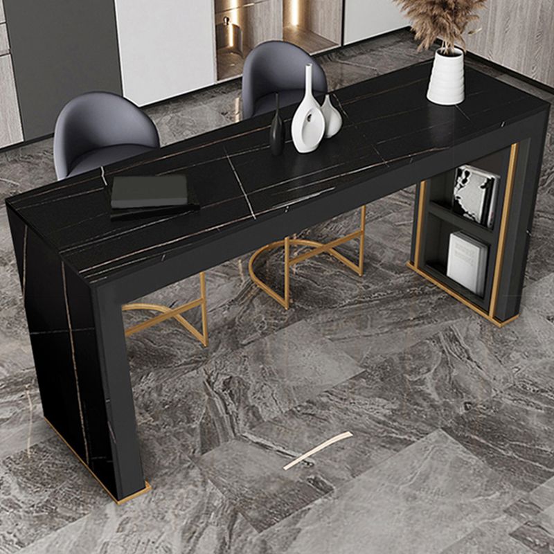 Modern Rectangle Bar Pub Table Set 1/3 Pcs Stone Top Bar Table and Upholstered Stools