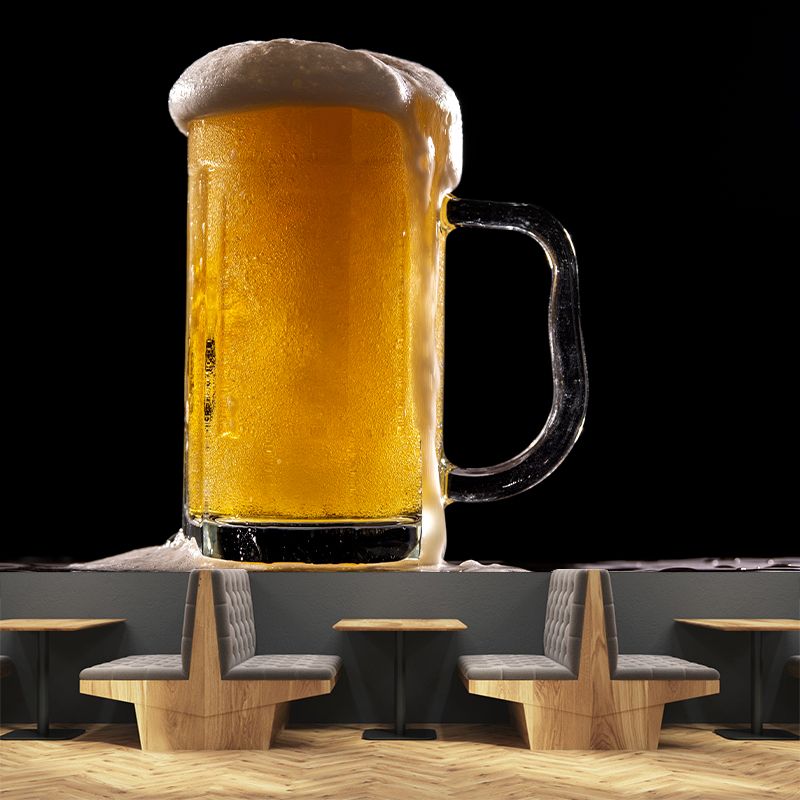 Yellow Beer Wine Mural Wallpaper for Wine Pub Stain Resistant, Custom Size Available