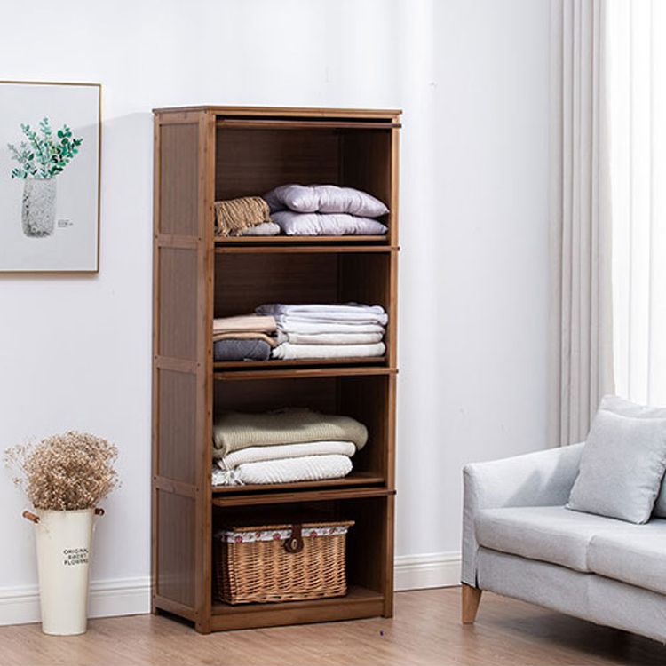 Mid-Century Modern Brown Accent Cabinet with Doors in Solid Wood