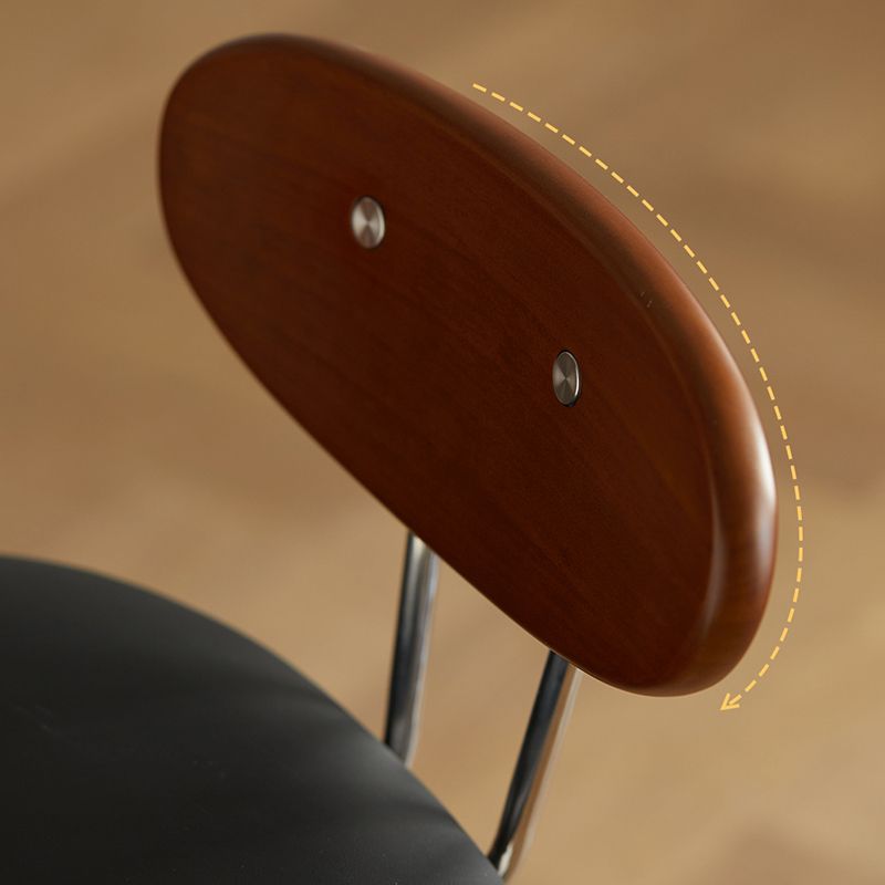 Modern Upholstered Faux Leather Low Back Bar Stools with Metal Base