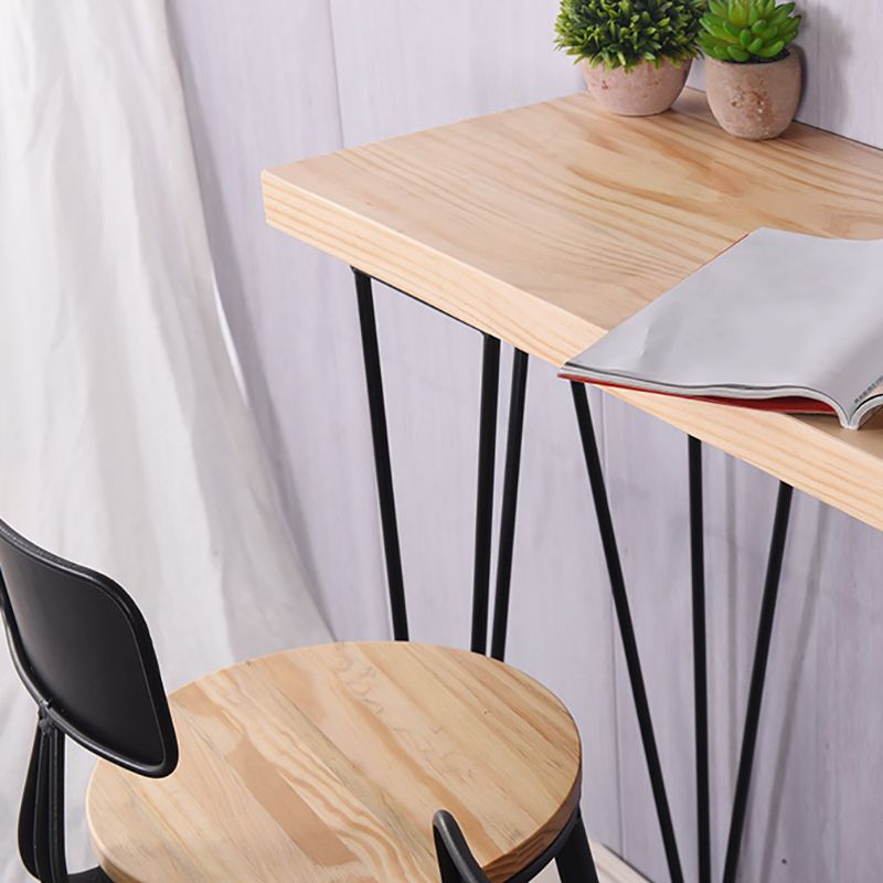 Wood Top Table Industrial Style Bistro Pub Table with 4 Legs