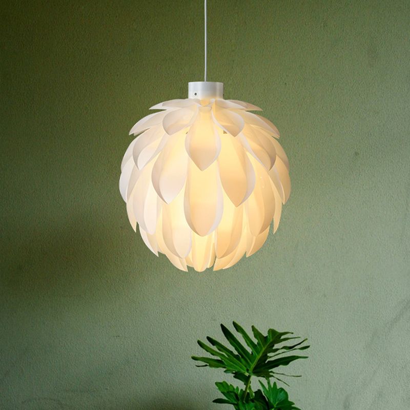 White Artichoke Hanging Lamp Minimalist Stylish 1 Head Acrylic Pendant Ceiling Light