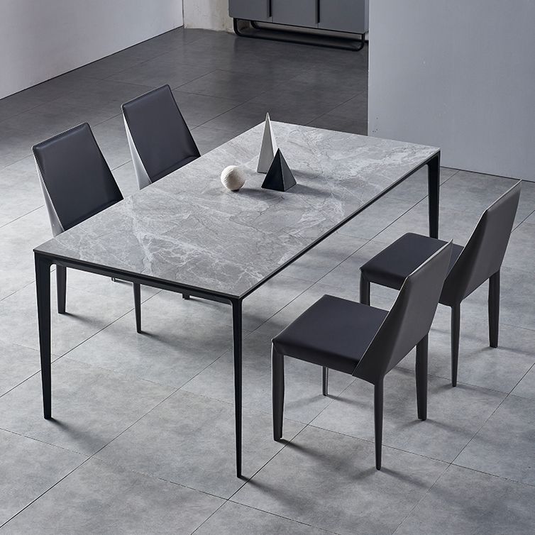 Industrial Style Sintered Stone Dining Table Aviation Aluminum Base Rectangle Table for Home