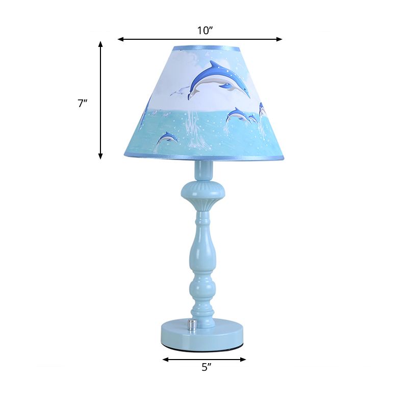 Één licht dolfijn bureau licht eigentijds metalen leeslicht in blauw voor kinderslaapkamer