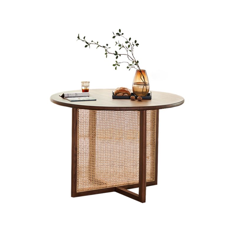 Simplicity Round Solid Wood Table Sled Base Dinner Table for Dining Room