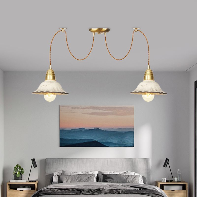 2/4/6 Lampen mit überbrochenem Multi -Licht -Anhänger traditioneller Goldkeramik -Swag Hanging Lamp Kit