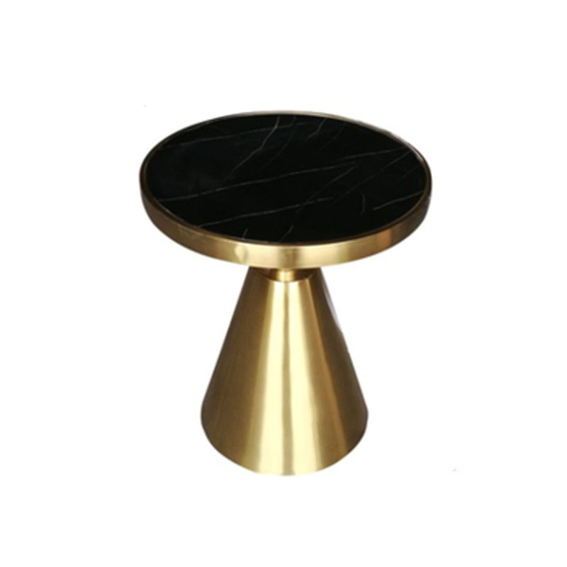 21.6" Tall Pedestal End Table, Glossy Marble Top Round End Table