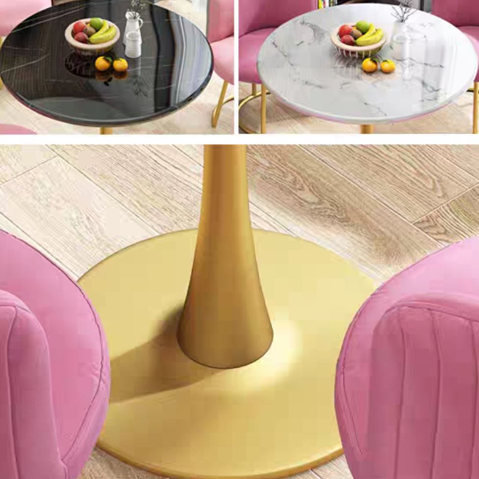 Tavolo da pranzo di lusso tradizionale in metallo da 31,5 pollici con tulipano