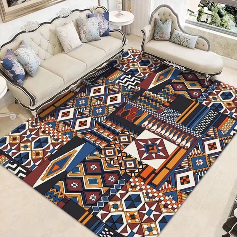 Multicolor Area Rug Polyester Carpet Antique Anti-Slip Backing Rug for Living Room