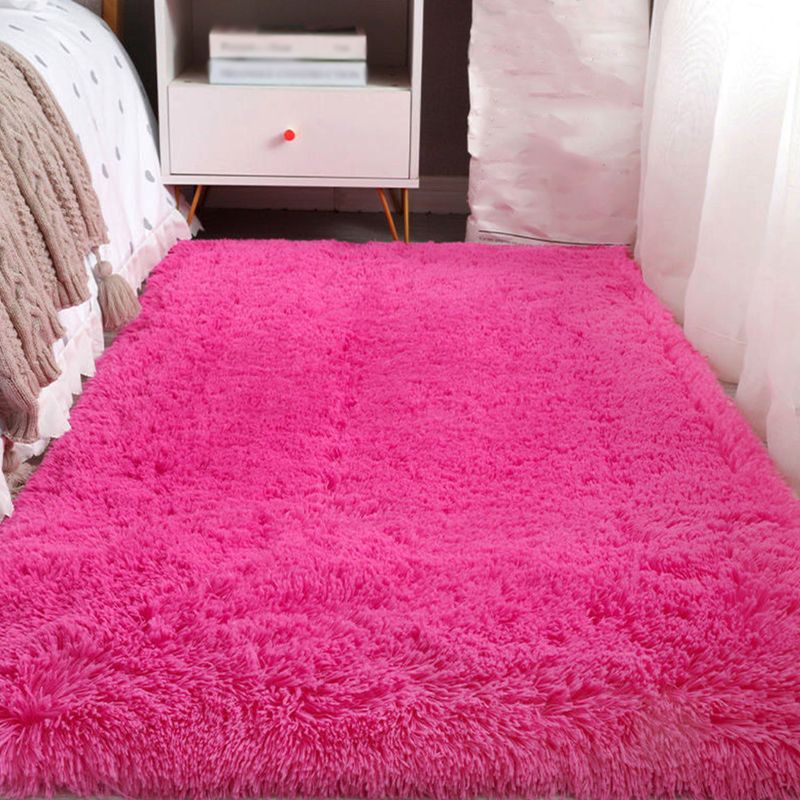 Solid Color Plush Carpet Polyester Casual Rug Washable Rug for Sleeping Room