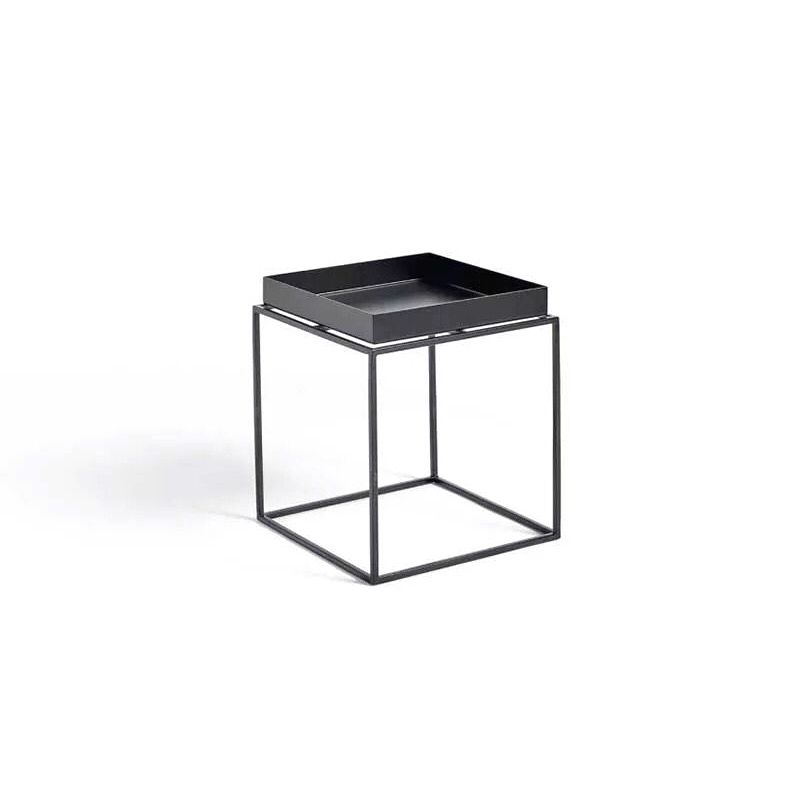 Iron Coffee Table Mid-Century Modern Frame Cocktail Table in Black
