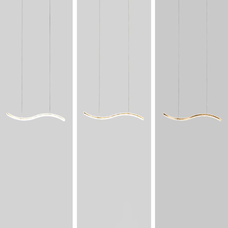 K9 Crystal Wavy Lighting a sospensione Simplicità Luce del soffitto dell'isola a LED per sala da pranzo