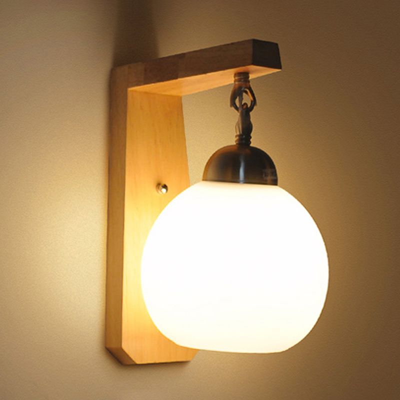 Lámpara de pared de estilo de estilo moderno accesorio de vidrio blanco de 1 bombilla Luz de montaje de pared de dormitorio