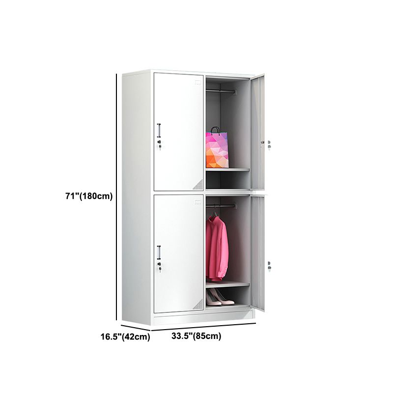 Contemporary Cabinet for Home White Metal Storage Cabinet with Hinged Doors