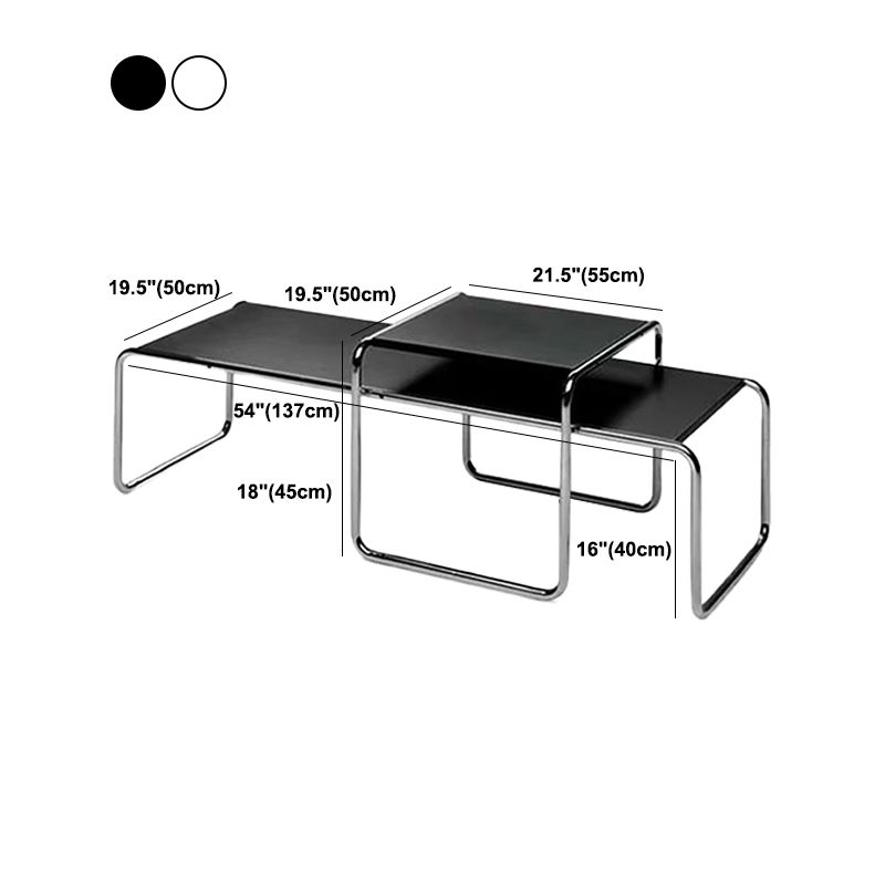 Contemporary Simple Sled Coffee Table Rectangular Wood Top Cocktail Table Set