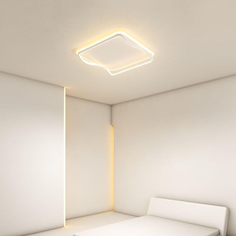 Plafonnier ombragé pour chambre à coucher, luminaire minimaliste à LED en métal, blanc