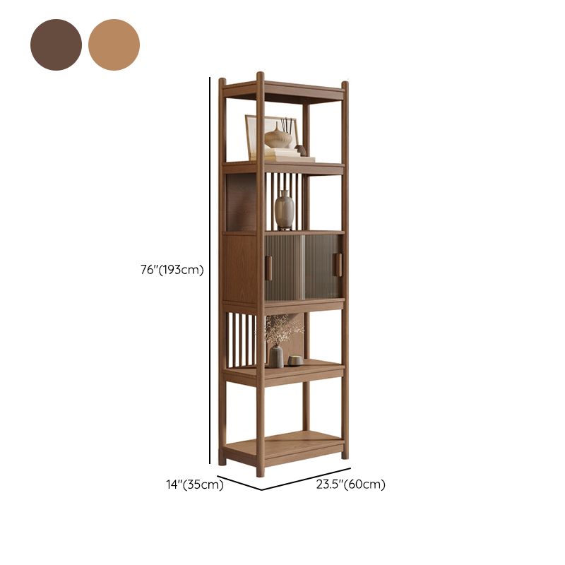 Rectangular Wood Cabinet, Mid-Century Modern Glass Paned Door Storage Cabinet