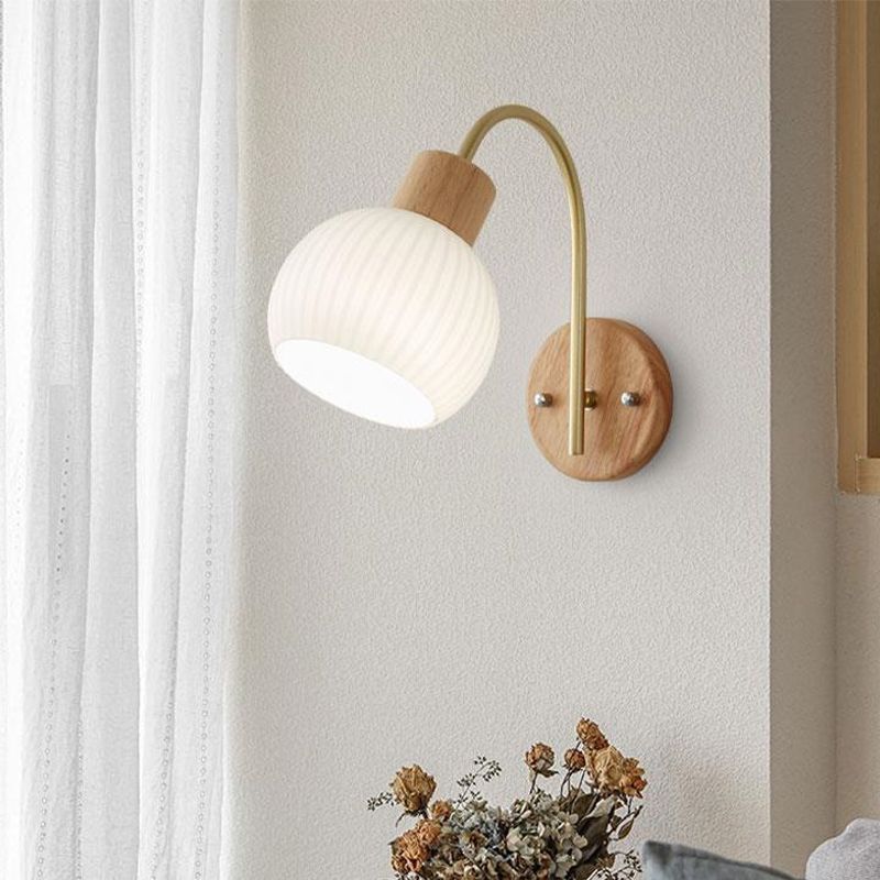 Wood Wall Light Fixture Modern Style Wall Lamp for Living Room