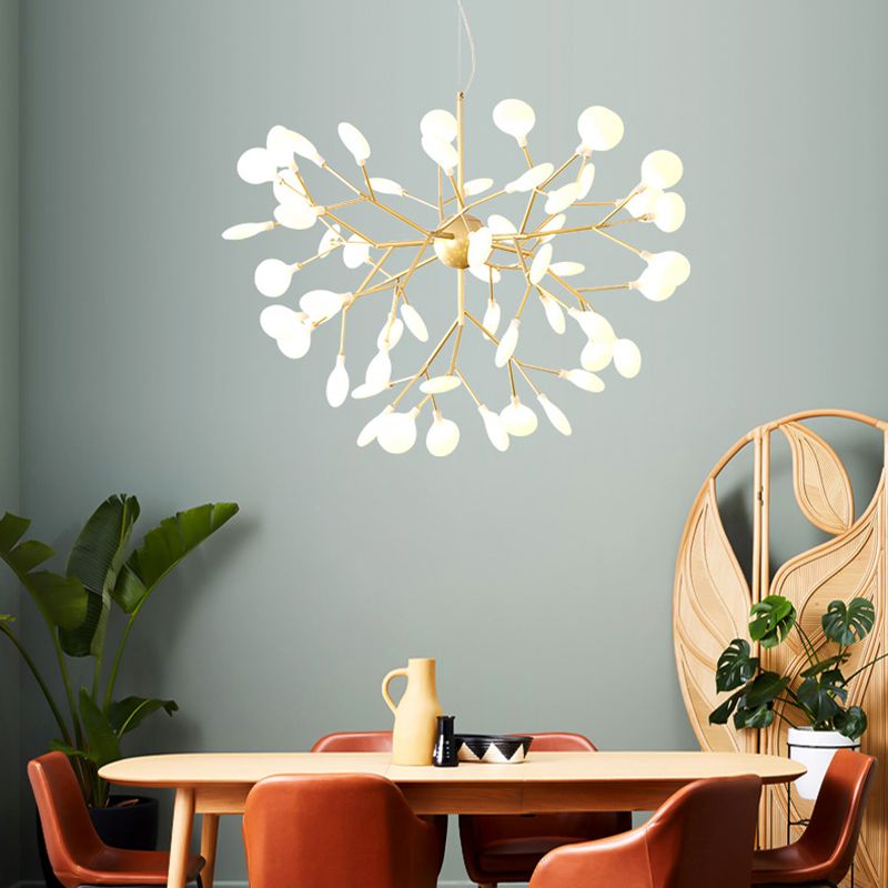 Metal Branch Shape Chandelier Nordic Style Fireflies Hanging Lamp for Restaurant