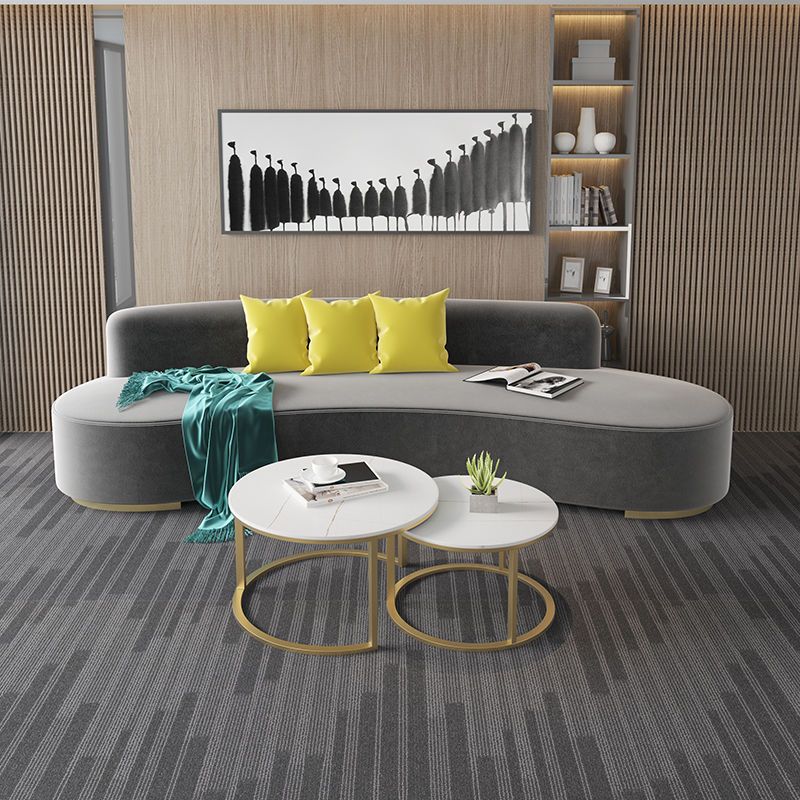 Modern Style Curved Sofa Minimalist Velvet Armless Sofa - 26.77" H
